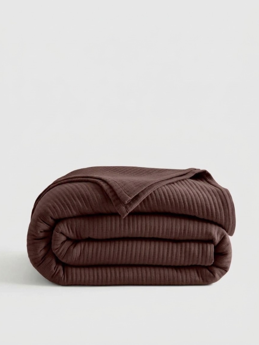 NWT Quince Organic Ribbed Cotton Coverlet, Twin, Espreeso